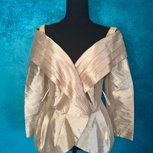 Y2K Dressy Top | Off-Shoulder Champagne It Girl